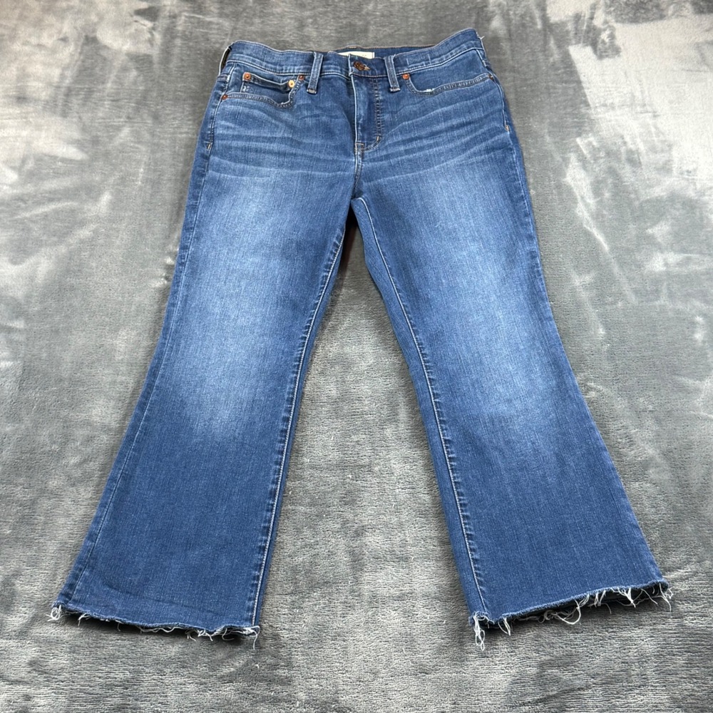 Madewell Cali Demi-Boot Jeans Size 28 Medium Wash Raw Hem High Rise Stretch